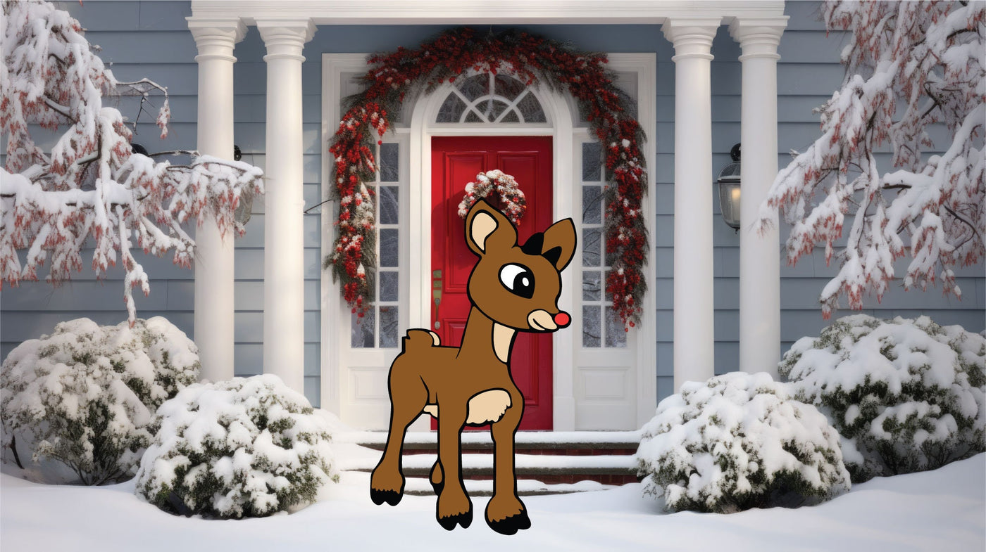 Rudolph cutouts | Red-nosed Reindeer | Christmas Decorations | Xmas Yard Signs |