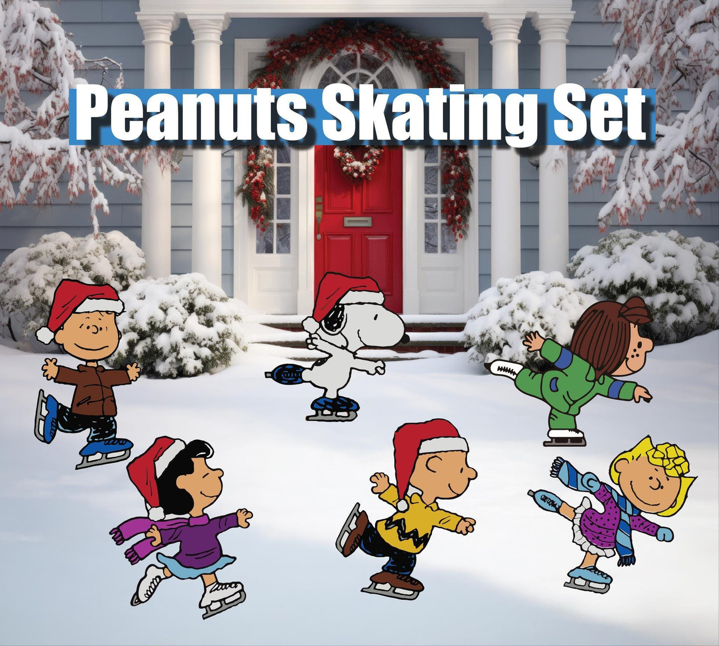 Snoopy skating cutouts | peanuts christmas decorations | charlie brown | christmas signs |