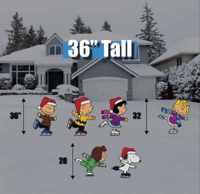 Snoopy skating cutouts | peanuts christmas decorations | charlie brown | christmas signs |